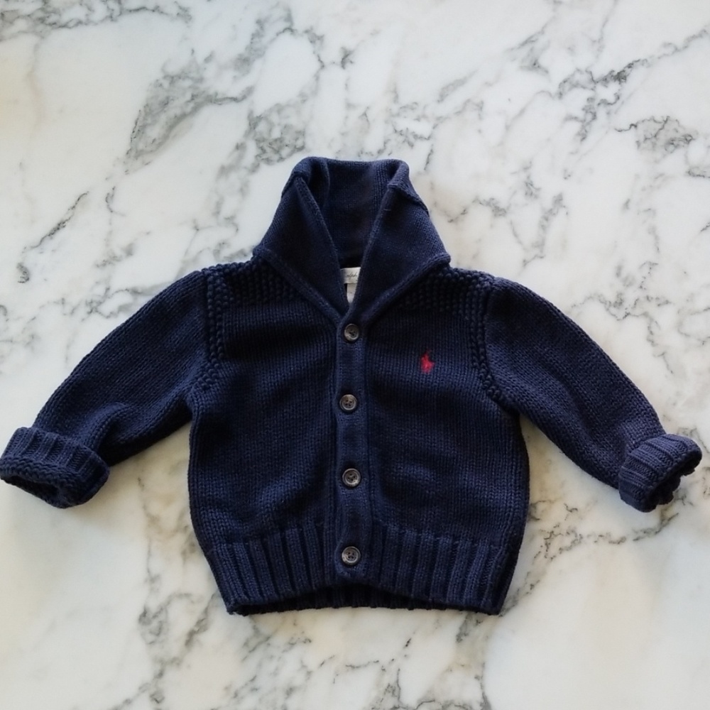 Navy Blue Knit Button-Front Sweaters